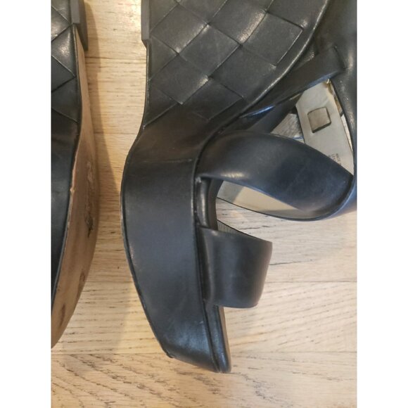 Michaell Kors Shoes Sandals Black Wedge Platform 10 Leather Strappy - Picture 9 of 13